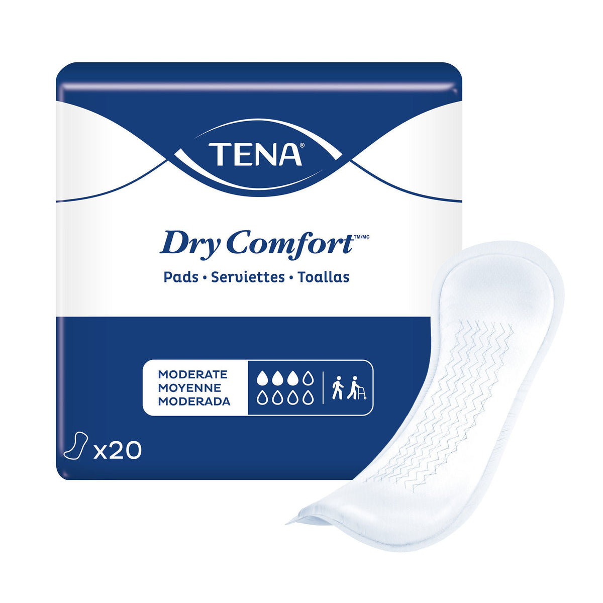 Tena® Dry Comfort™ Bladder Control Pad, 11 Inches Long, 120/Cs