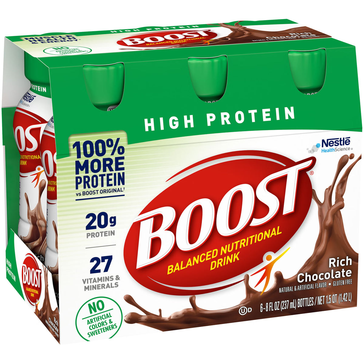 Boost® High Protein Chocolate Complete Nutritional Drink, 8-Ounce Bottle, 6/Pk