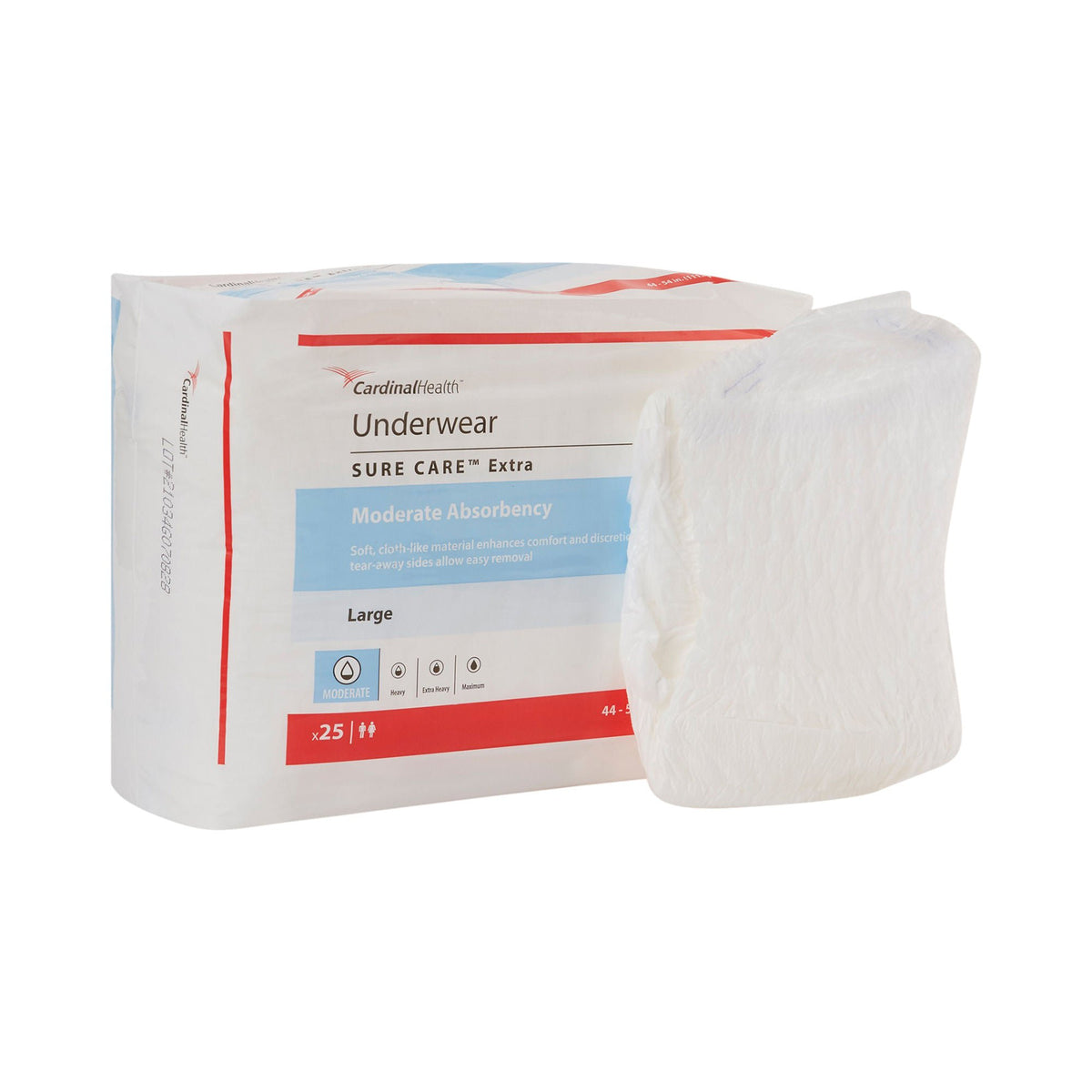Sure Care™ Extra Moderate Absorbency Incontinence Underwear, Large, 100/Cs