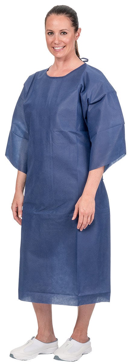 GOWN EXAM UNIV BLU POLY100/CS, 100/CS