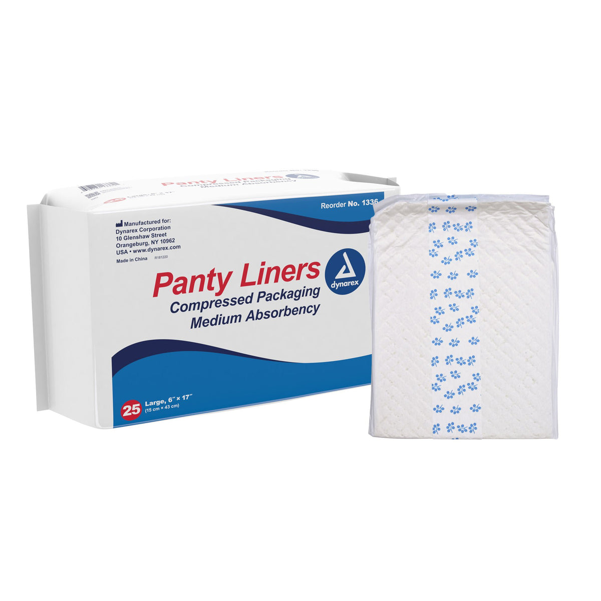 Dynarex® Medium Absorbency Bladder Control Pad, 6 X 17 Inch, 250/Cs