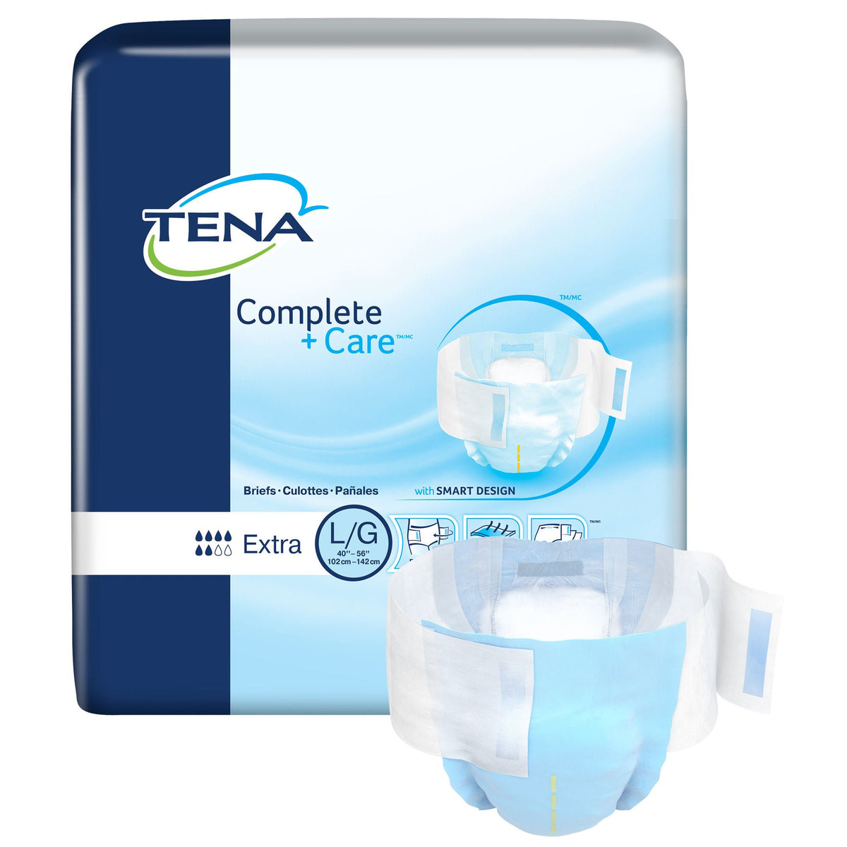 Tena® Complete +Care™ Extra Incontinence Brief, Large, 72/Cs