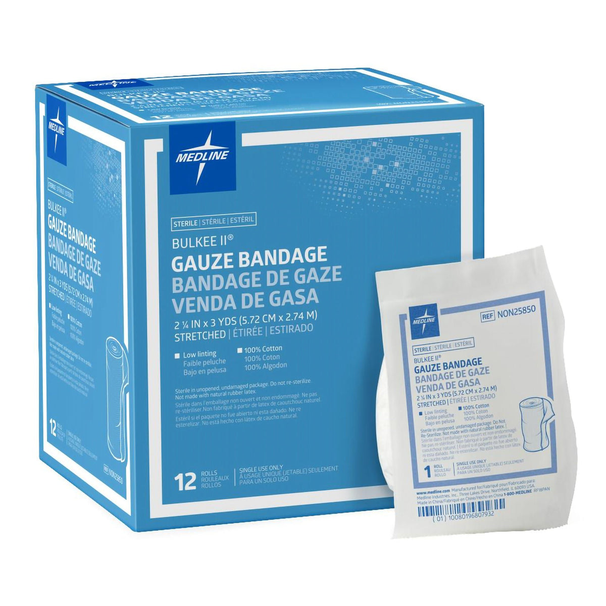Bulkee Ii® Six-Ply Gauze Bandage, 2.25 Inch X 3 Yard, 12/Bx