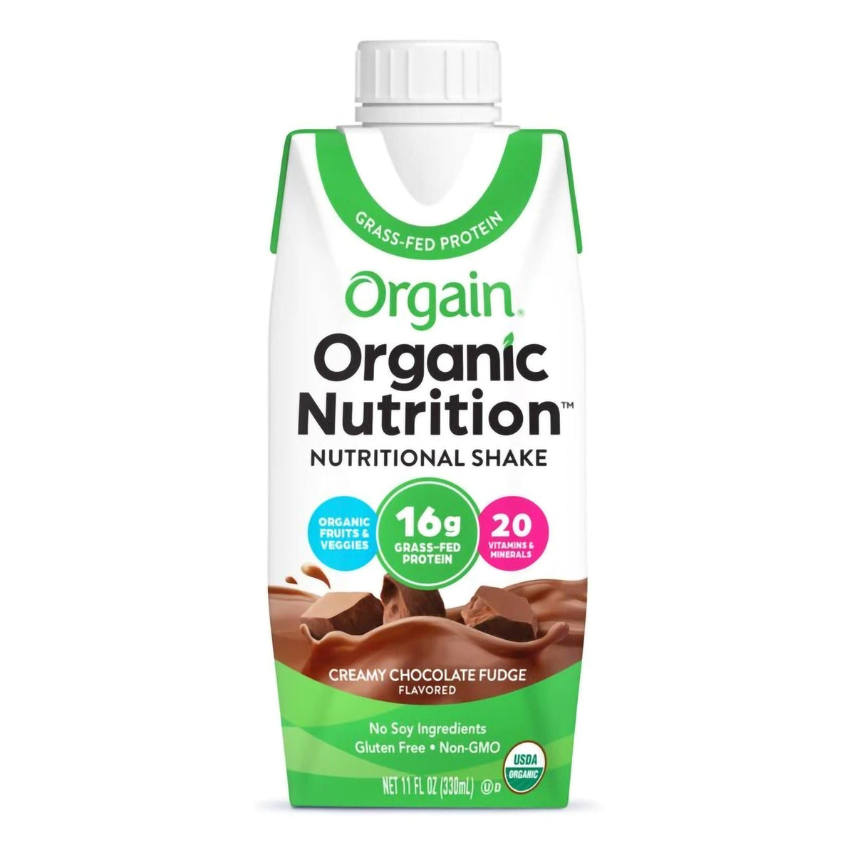 Orgain® Organic Nutrition™ Chocolate Nutritional Shake, 11-ounce carton, 12/CS