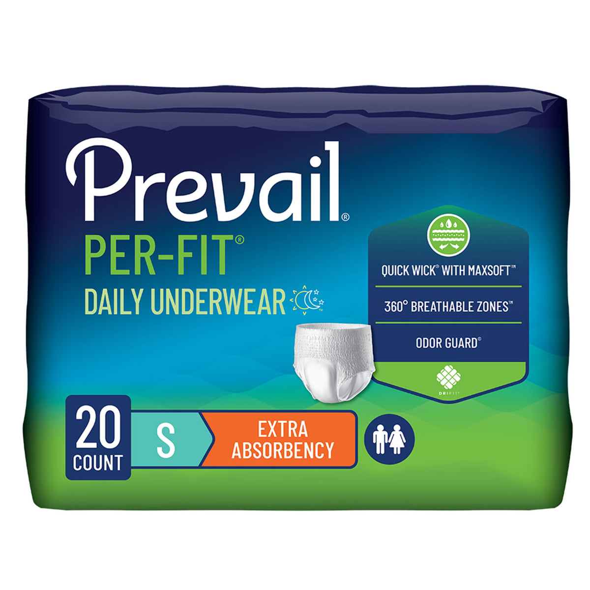 Prevail Per-Fit® Daily Underwear, Small, 80/Cs