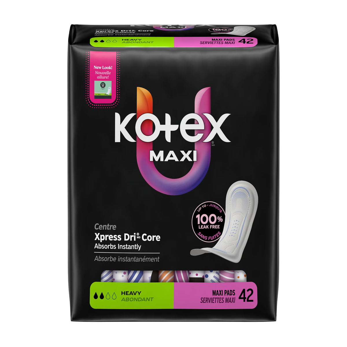 Pad, Kotex Prem Maxi Hvy Core(42/Pk 3Pk/Cs), 126/Cs