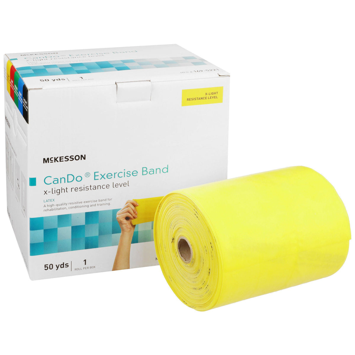 McKesson Exercise Resistance Band, Yellow, 5" x 50 Yard, Extra-Light Resistance, 1/EA