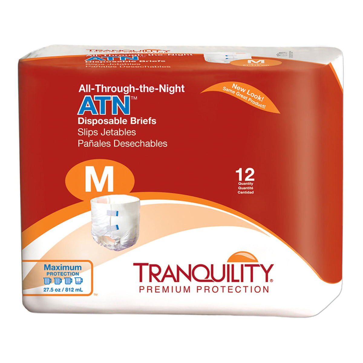 Tranquility® Atn Maximum Protection Incontinence Brief, Medium, 96/Cs