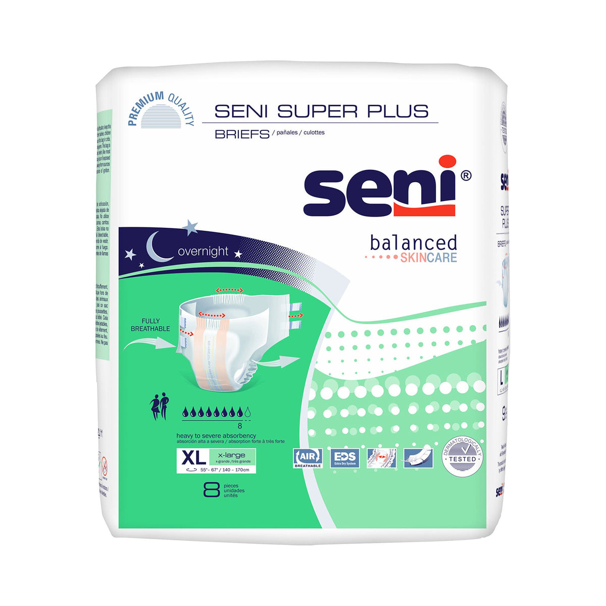 Seni® Super Plus Overnight Heavy Absorbency Incontinence Brief, Extra Large, 32/Cs