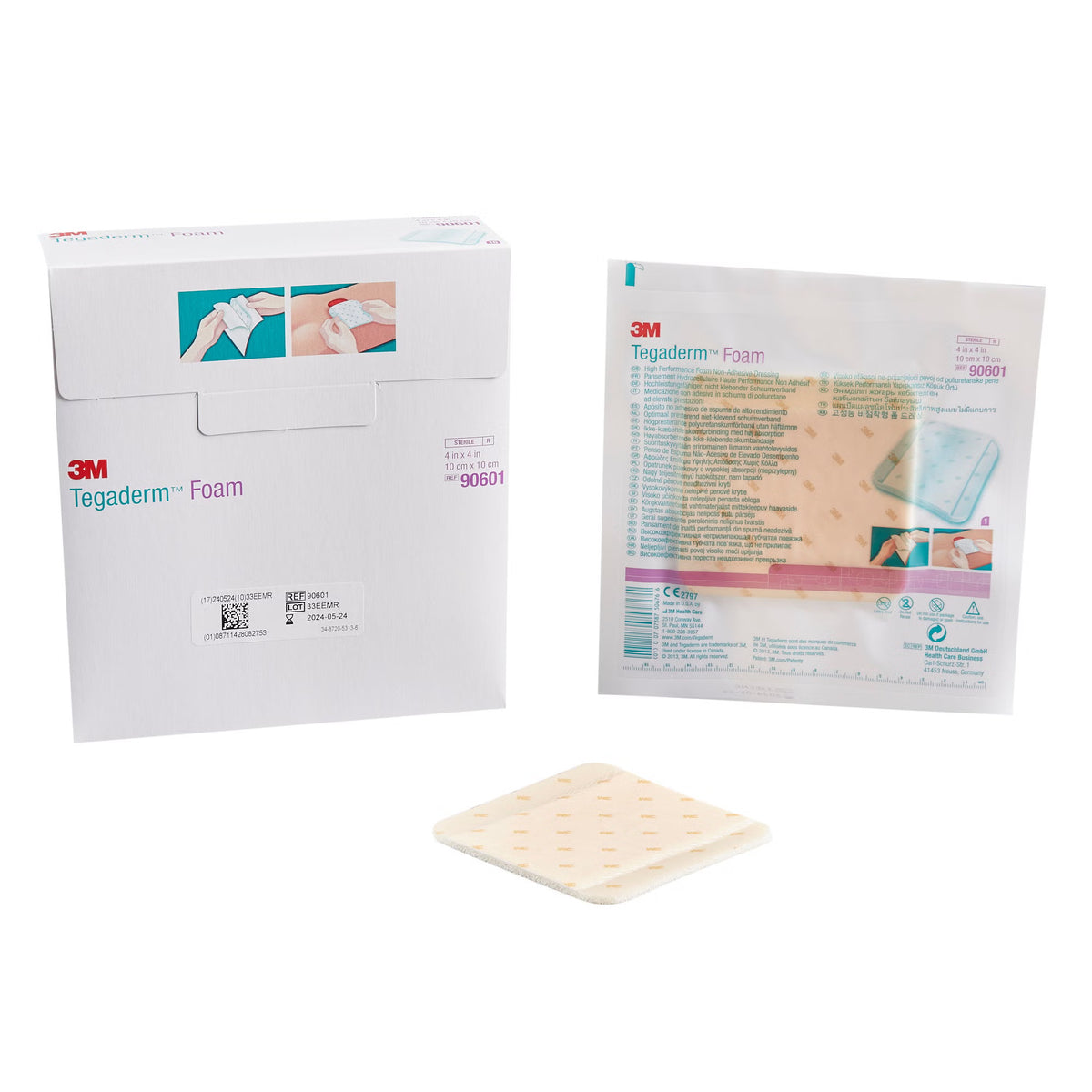 3M™ Tegaderm™ High Performance Nonadhesive W/O Border Foam Dressing, 4 X 4 Inch, 40/Cs