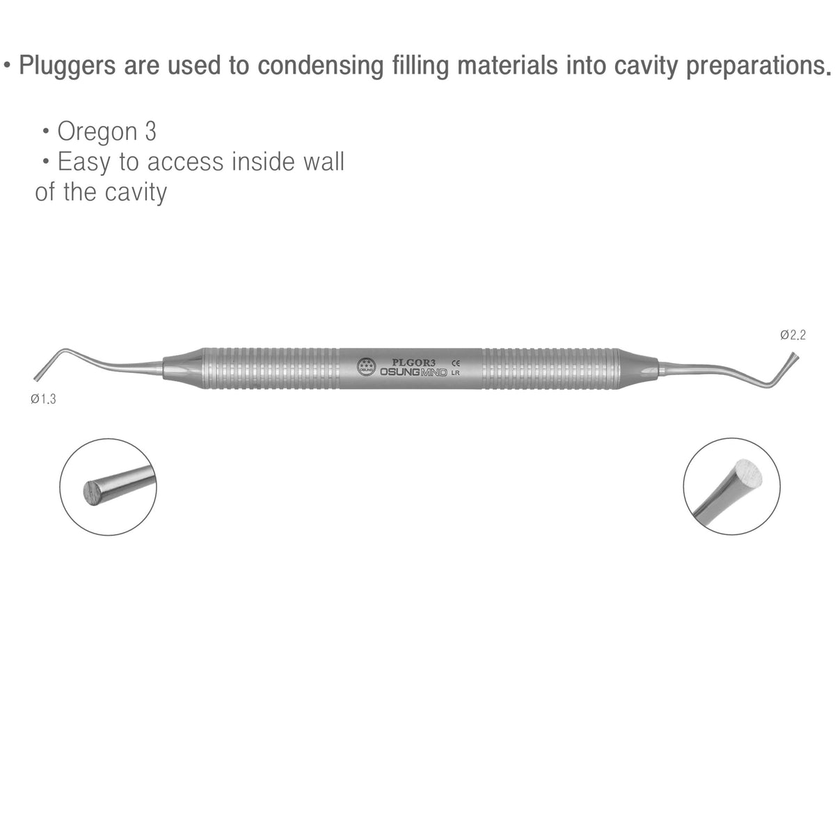 Osung #3 Oregon Amalgam Plugger 1.3mm / 2.2mm -PLGOR3 - Osung USA