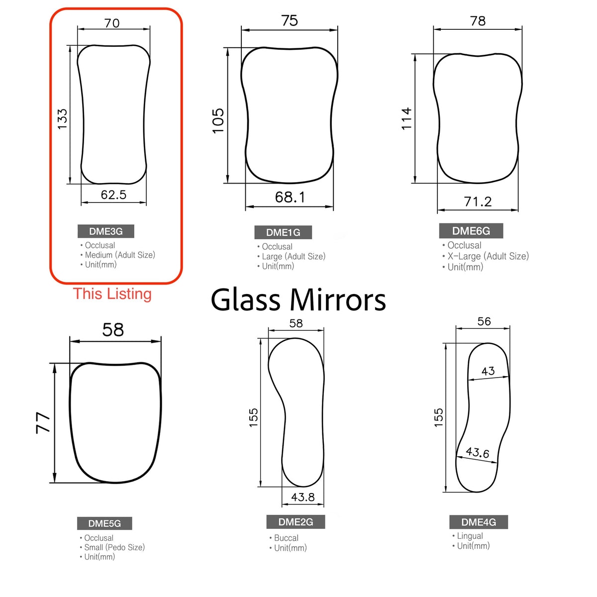 Occlusal Medium Dental Photo Mirror Glass Premium Osung -DME3G - Osung USA