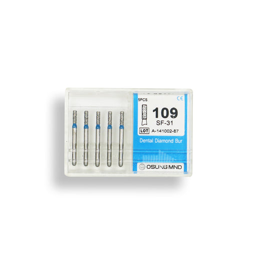 Cylindrical 1.3 mm Dia. Medium Grit Diamond Bur 5 per pack. 107.13M1 - Osung USA