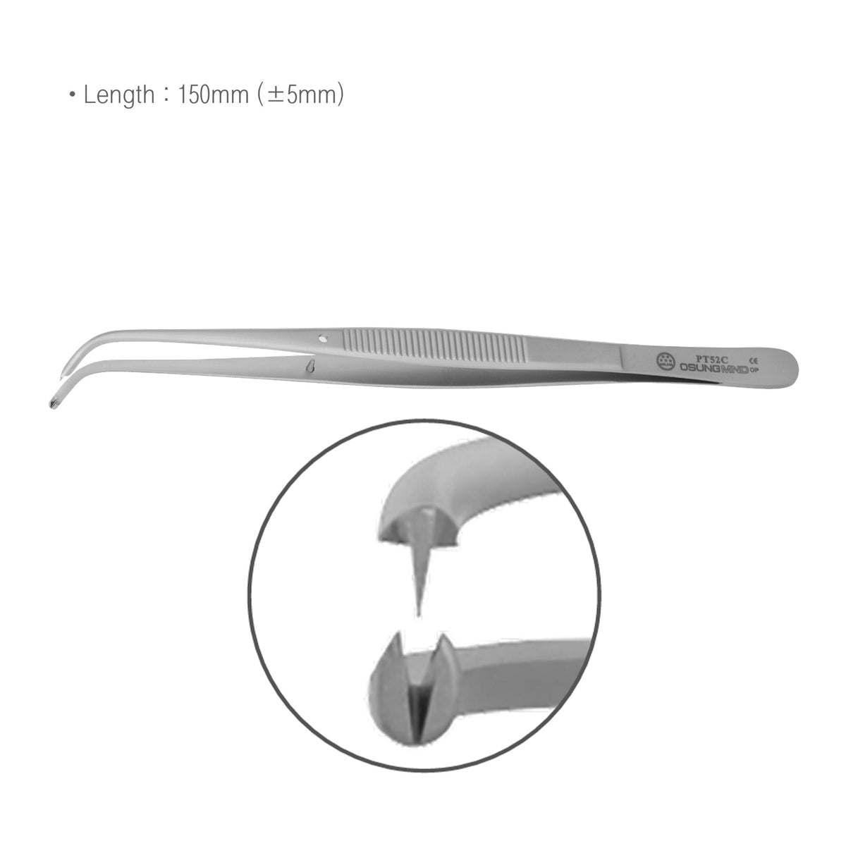 Osung 5.9" Curved Tissue Forceps 1 x 2 Teeth Semkin Tissue Pliers Premium -PT52C - Osung USA
