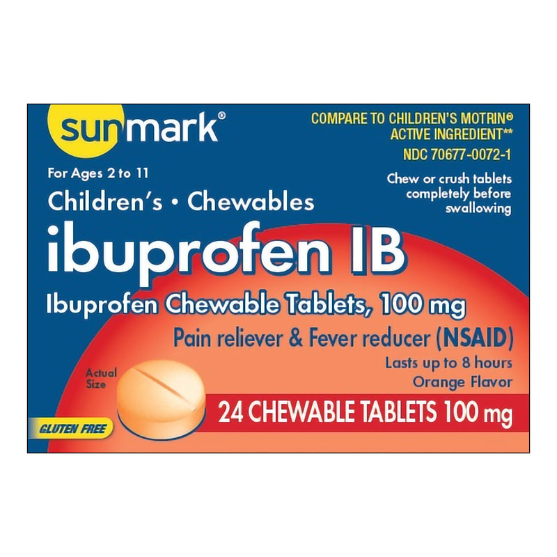 Sunmark® Ibuprofen Ib 100 Mg Chewable Tablets, Sold As 1/Each Padagis 70677007201