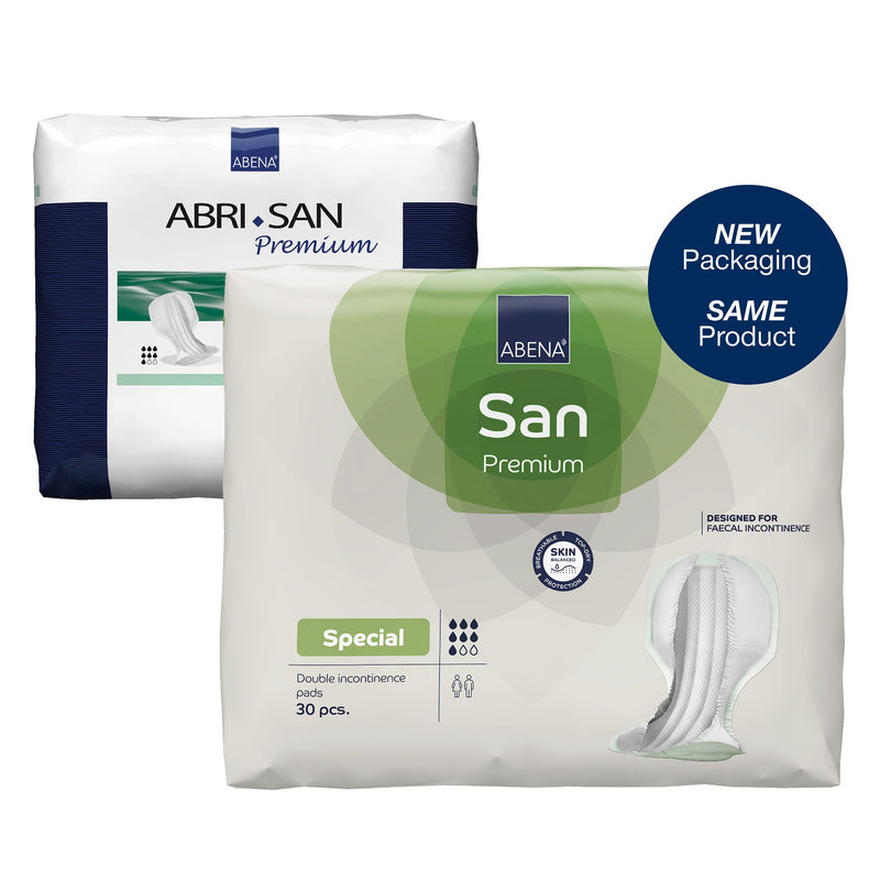 BLADDER CONTROL PAD ABRI-SAN™ SPECIAL 27-1 2 INCH LENGTH MODERATE ABSORBENCY FLUFF   POLYMER CORE ONE SIZ, SOLD AS 28/BAG, ABENA 300200