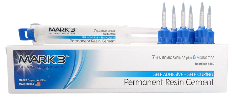 Permanent Resin Cement Natural Shade Self Adhesive 7ml. Automix Syringe + Mixing Tips - MARK3 - BriteSources
