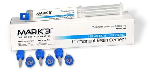 Permanent Resin Cement Natural Shade Self Adhesive 7ml. Automix Syringe + Mixing Tips - MARK3 - BriteSources