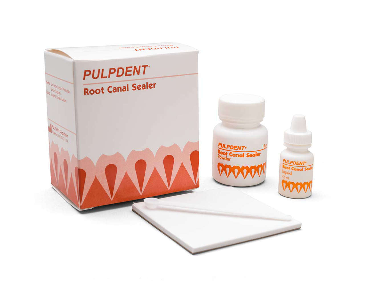 Root Canal Sealer Kit 15cc Powder 7.5ml. Liquid, Mixing Pad & Scoop - Pulpdent