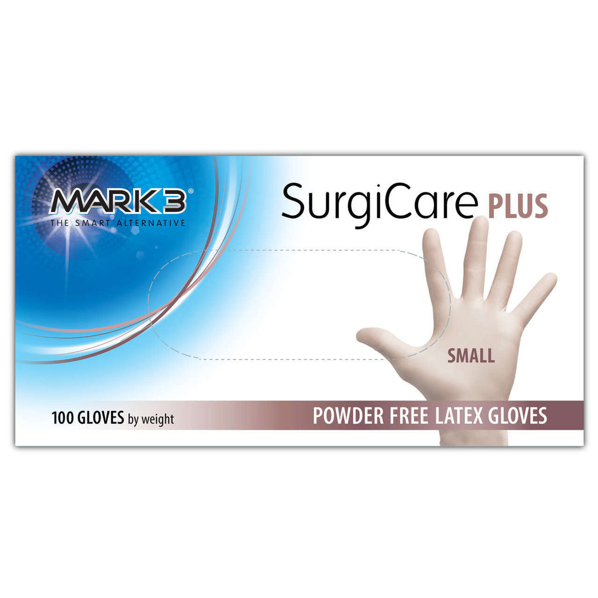 SurgiCare Plus Small Latex Powder Free Gloves 4.5 MIL100/bx. - MARK3* - BriteSources
