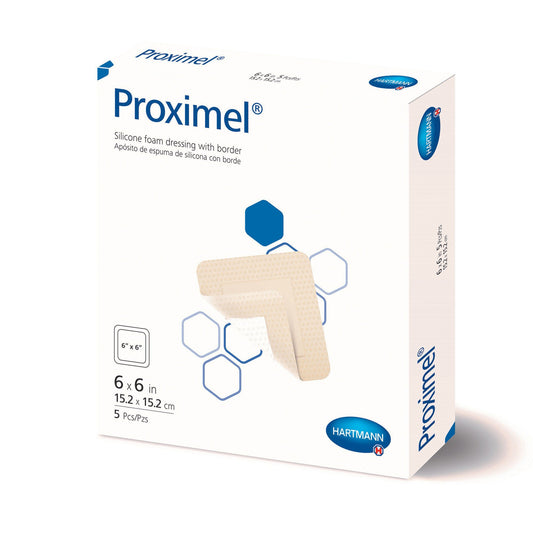 Dressing, Wnd Proximel Silicone Fm W/Border 6"X6" (5/Bx), 50/Cs