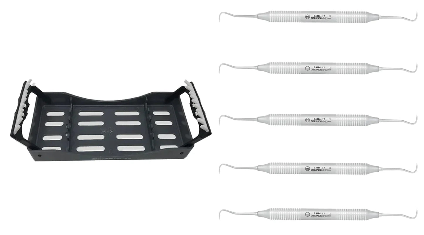 Dental Scaler H6-H7 Light wt. metal Handle, 5 pc set - Osung USA 