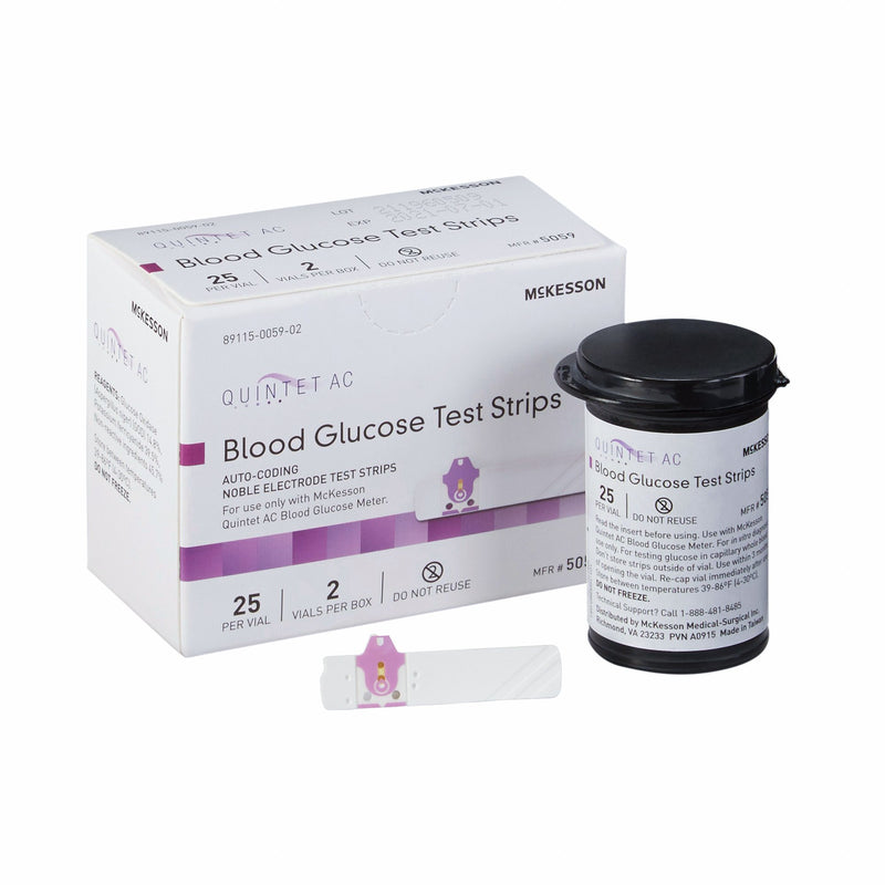 QUINTET AC® BLOOD GLUCOSE TEST STRIPS, SOLD AS 20/CASE MCKESSON 5059
