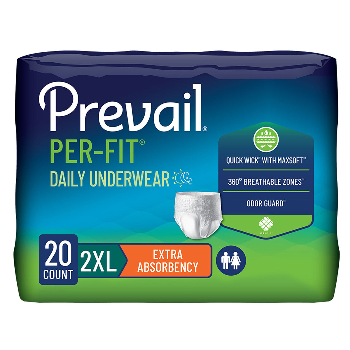 Prevail Per-Fit® Daily Underwear, 2X-Large, 80/Cs