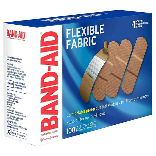Band-Aid® Flexible Fabric Tan Adhesive Strip, 1 X 3 Inch, 100/Bx