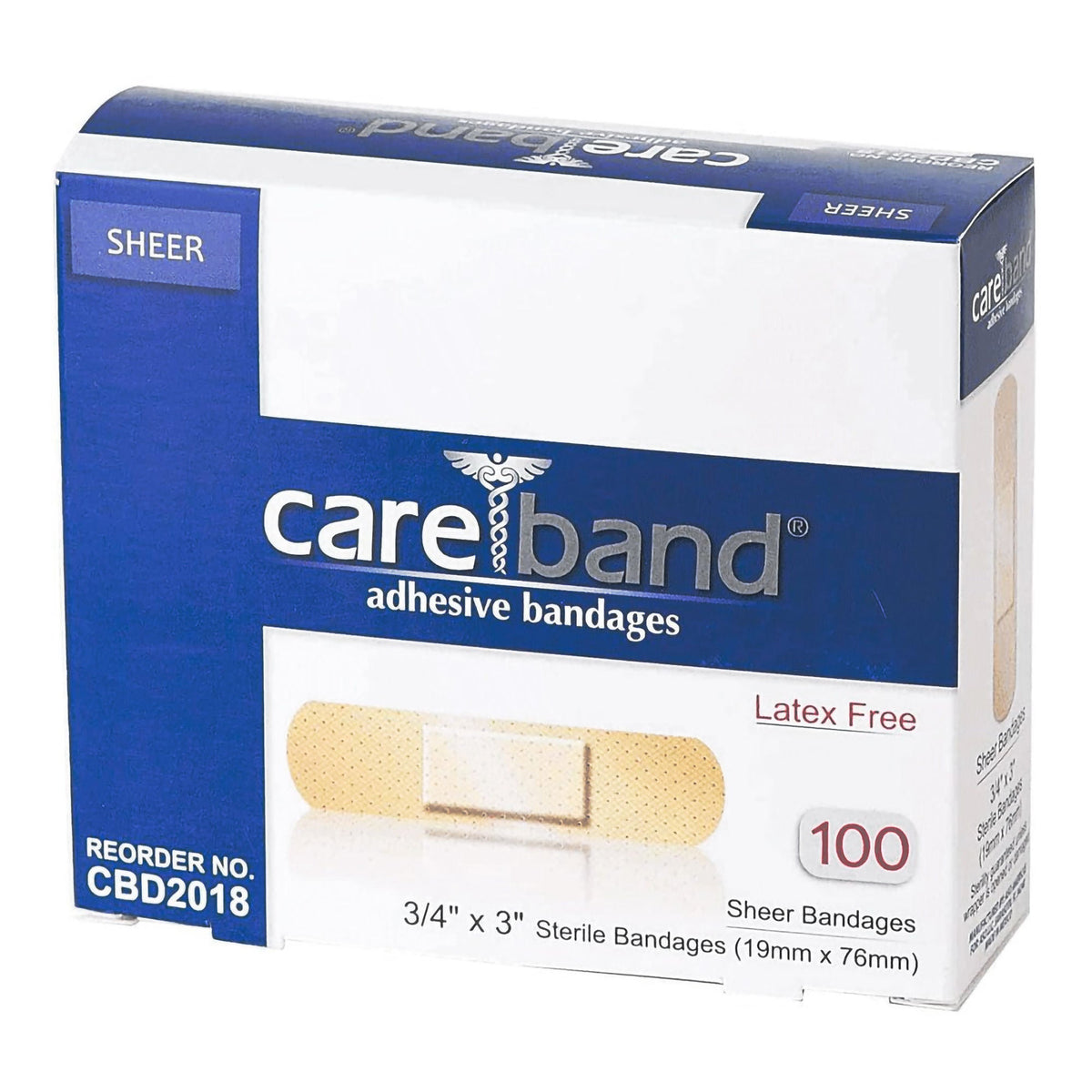 Careband™ Sheer Adhesive Strip, 3/4 X 3 Inch, 1200/Cs