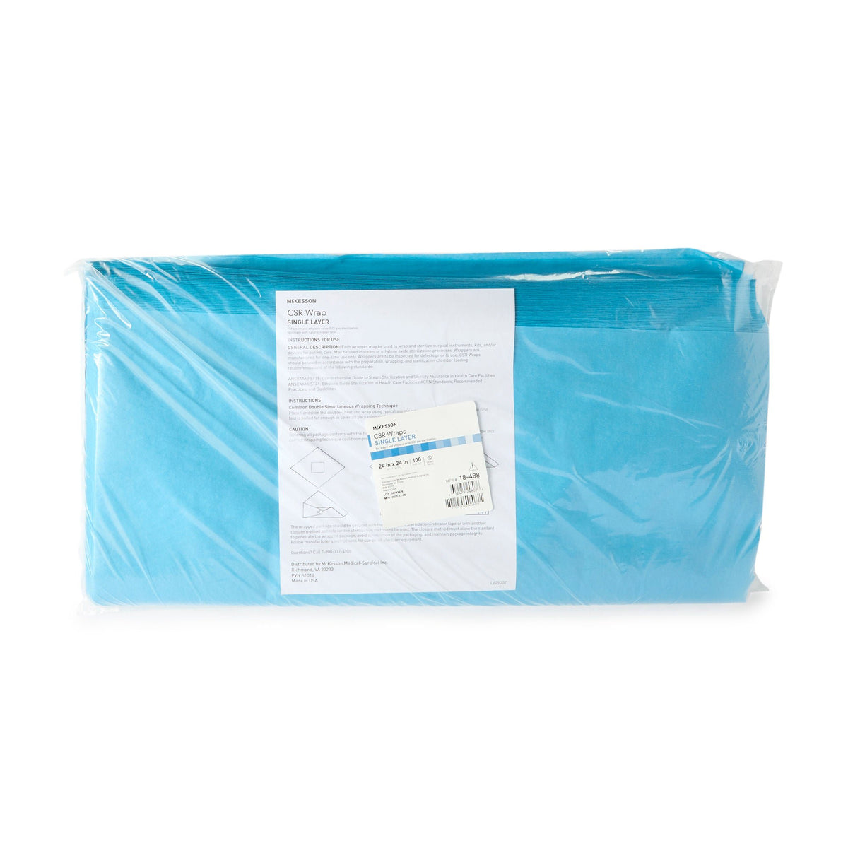 McKesson Single Layer Sterilization Wrap, 24 x 24 Inch, 1/BX