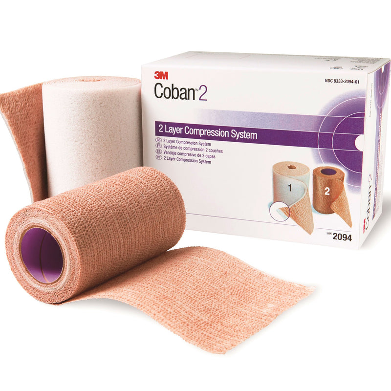 3M™ COBAN™ 2 CLOSURE TWO-LAYER COMPRESSION BANDAGE SYSTEM, 10 CM X 47 METERS, SOLD AS 8/CASE SOLVENTUM 2094N