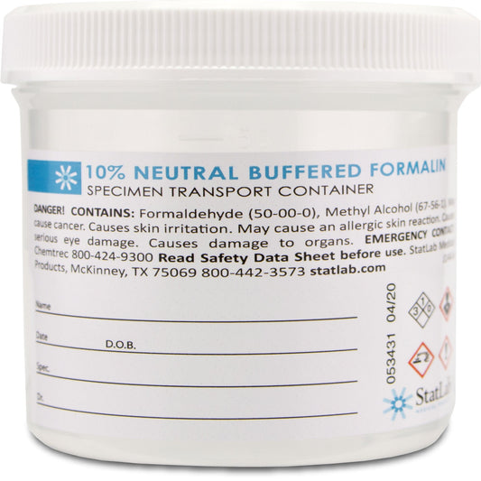 StatLab Prefilled Formalin Container, 90 mL Fill in 180 mL, 50/CS