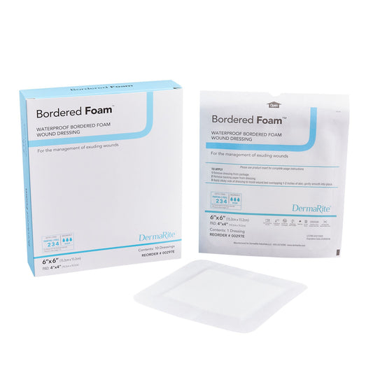 Borderedfoam® Adhesive With Border Foam Dressing, 6 X 6 Inch, 10/Bx