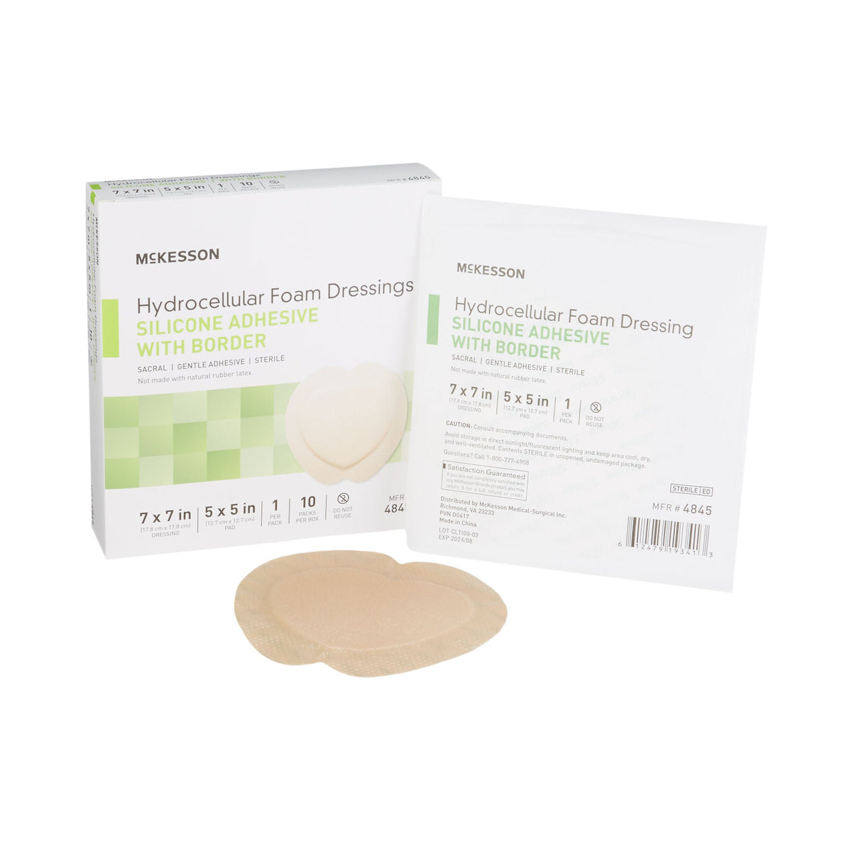 Mckesson Silicone Adhesive With Border Silicone Foam Dressing, 7 X 7 Inch Sacral, 200/Cs