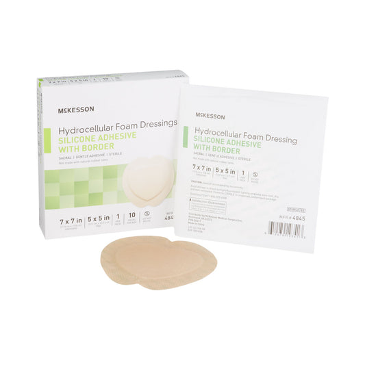 Mckesson Silicone Adhesive With Border Silicone Foam Dressing, 7 X 7 Inch Sacral, 10/Bx