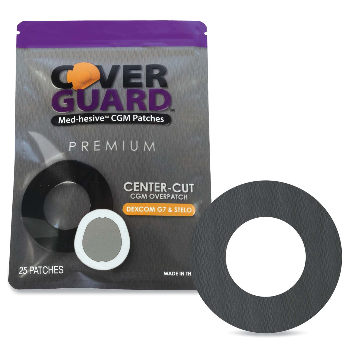 Overpatch, Cvrgrd Ctr Cut F/Dexcom G7 Blk (25/Ct 150Ct/Cs), 1/Ct