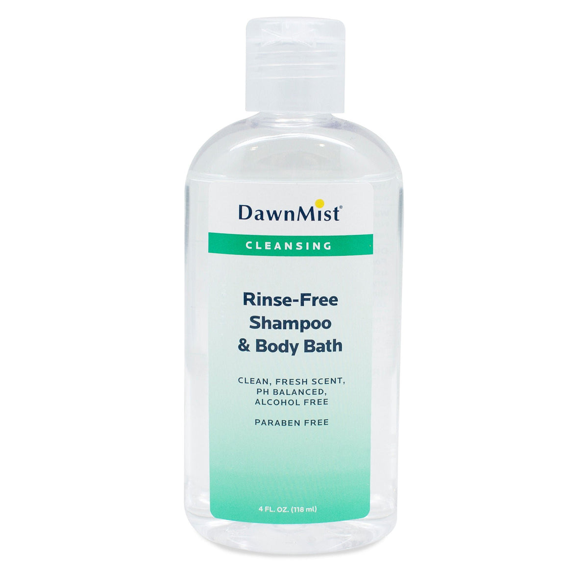 Dawnmist® No-Rinse Shampoo And Body Wash, Scented, 4-Ounce Bottle, 96/Cs
