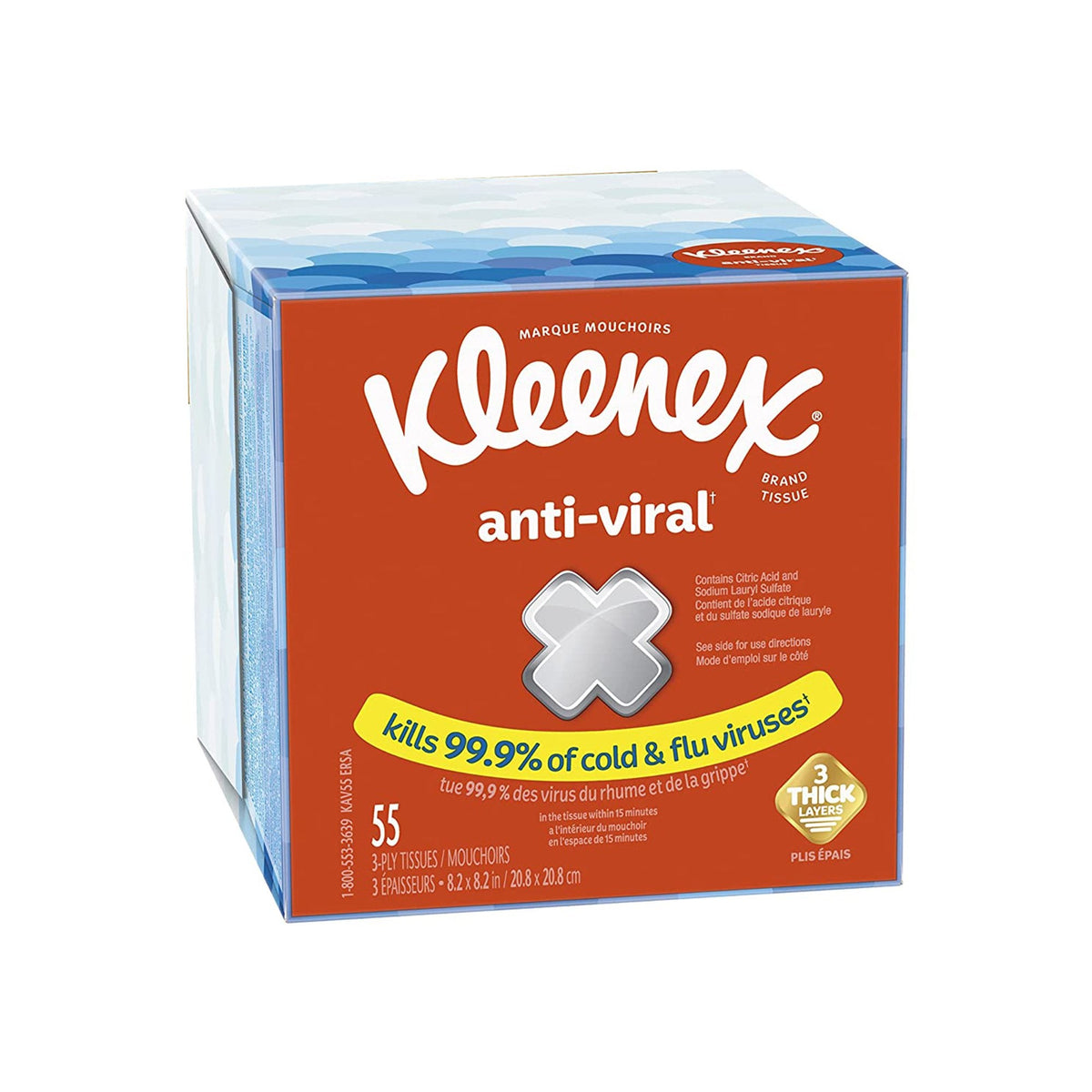 Tissue, Facial Kleenex Anti-Viral Upright (55/Pk 27Pk/Cs), 1485/Cs