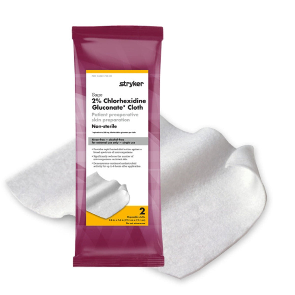 CLOTH, PREOP SKIN PREP 2% CHG(2/PK 96PK/CS), 192/CS