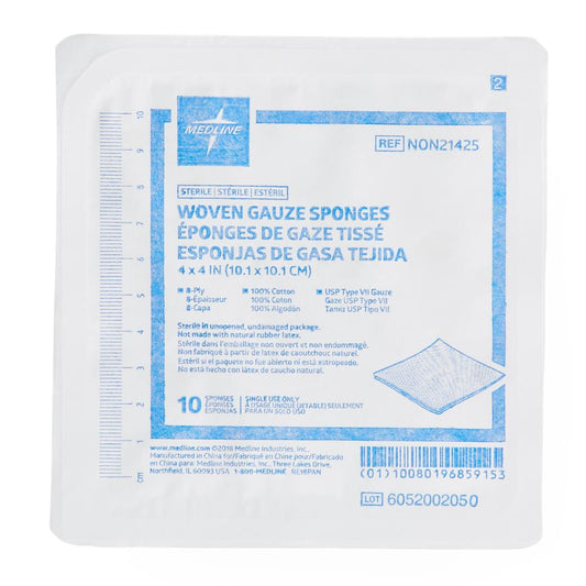 Sponge, Gauze 8Ply Str 4"X4" (10/Tr 128Tr/Cs), 128/Cs