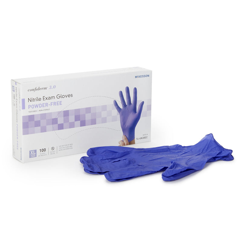 MCKESSON CONFIDERM® 3.0 NITRILE EXAM GLOVE, EXTRA LARGE, BLUE, SOLD AS 1000/CASE MCKESSON 14-6N38EC