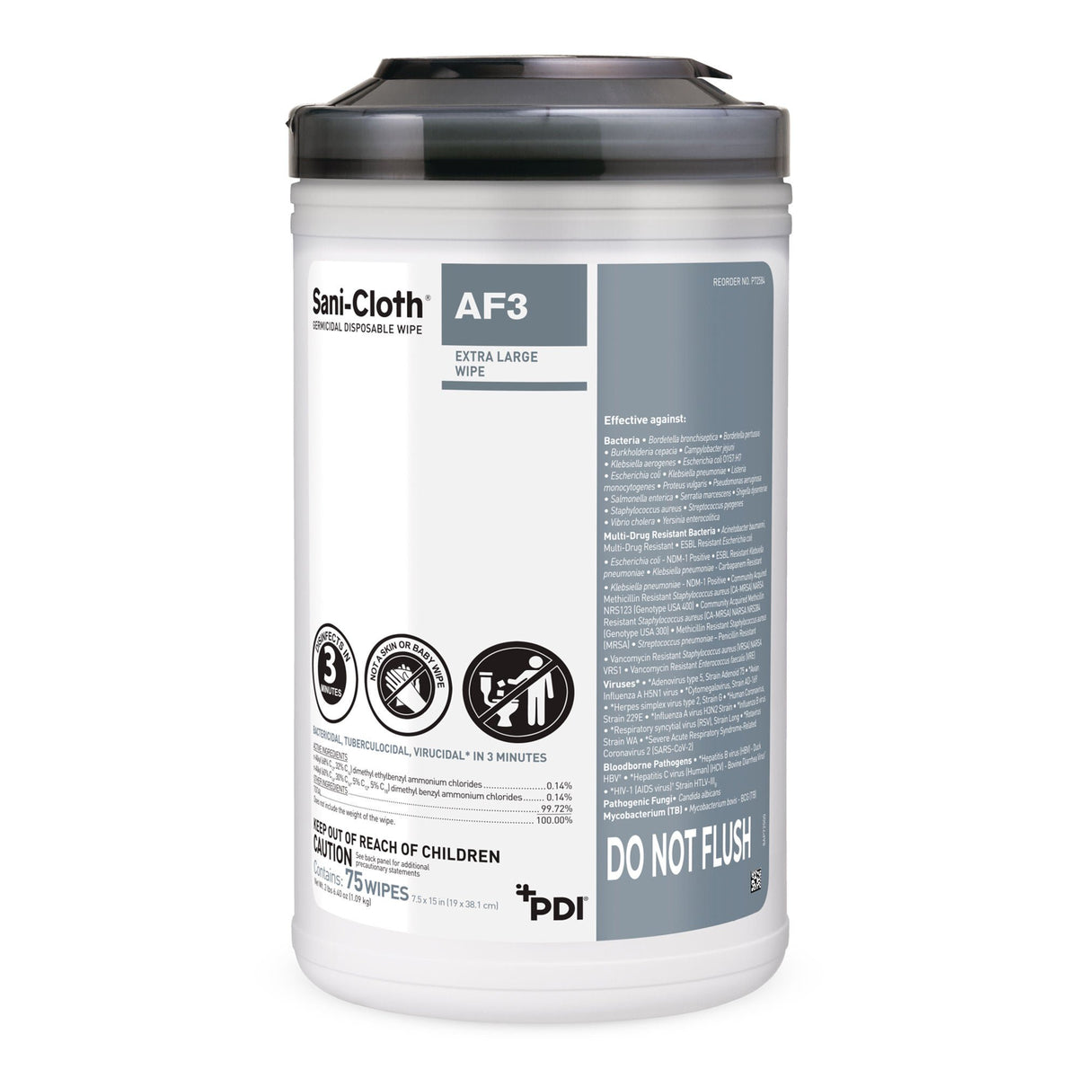 Sani-Cloth® Af3 Germicidal Extra Large Disinfectant Wipes, Canister, 75 Ct., 450/Cs