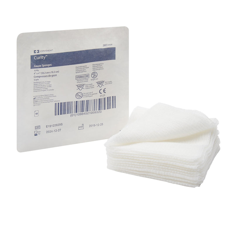 CURITY™ STERILE USP TYPE VII GAUZE SPONGE, 4 X 4 INCH, 12-PLY, SOLD AS 1280/CASE CARDINAL 6939