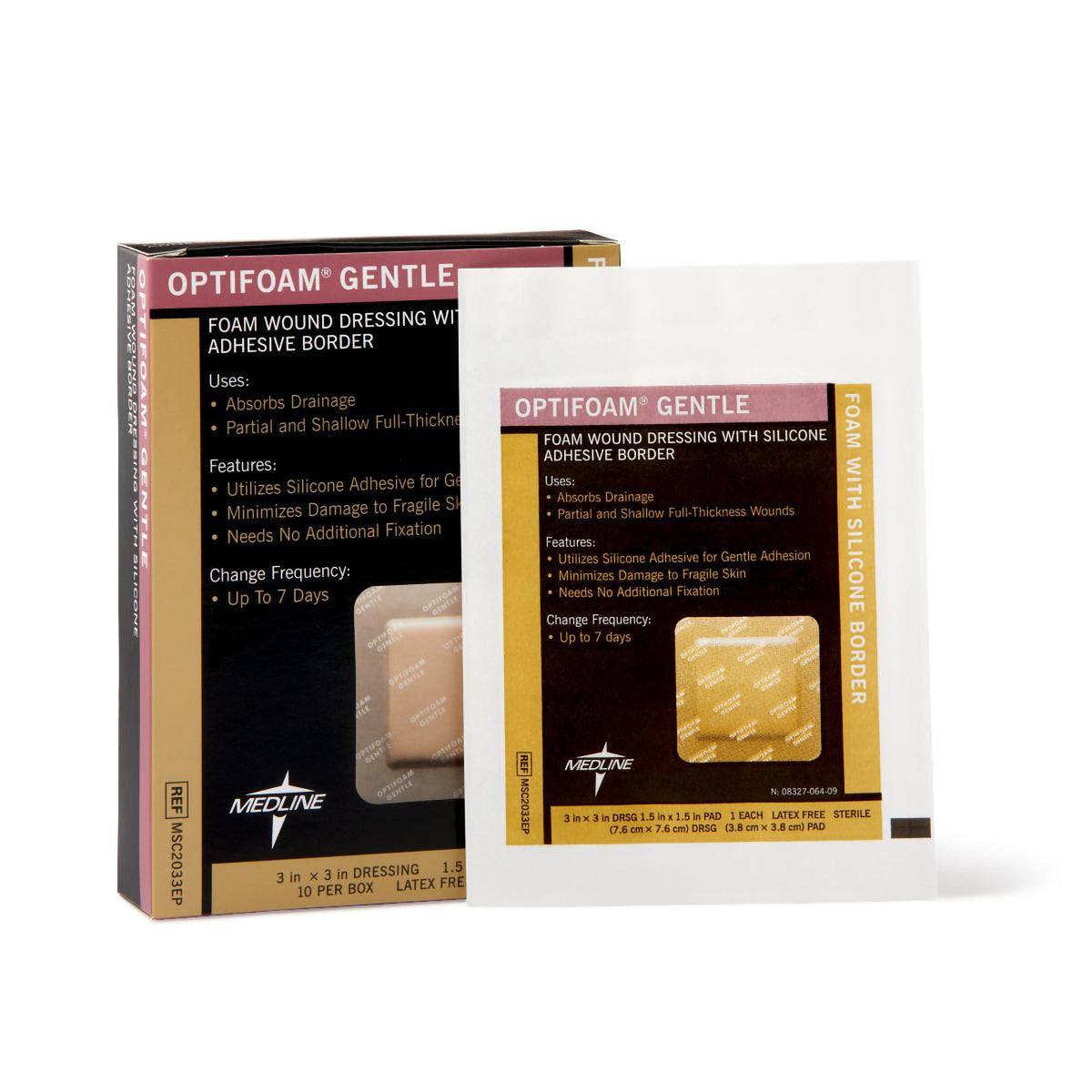 Dressing, Optifoam Adh Gentleborder 3"X3" (10/Bx 10Bx/Cs), 100/Cs