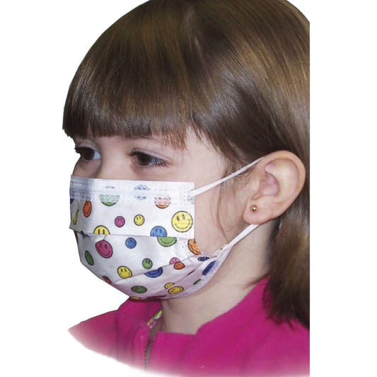 Precept® Medical Products Pediatric Procedure Mask, Happy Face Print, 75/Bx