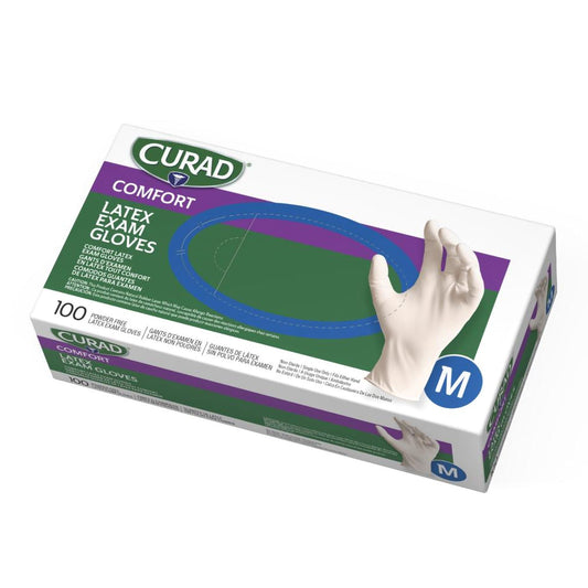 Curad® Latex Exam Glove, Medium, Beige, 1000/Cs