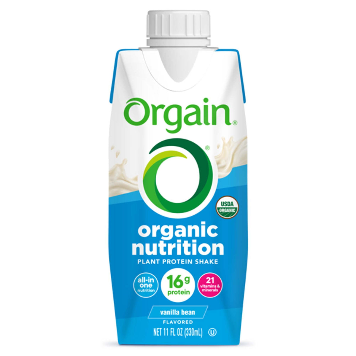 Shake, Vegan Organic Orgain Nutrtn Van Bean 330Ml (12/Cs), 12/Cs