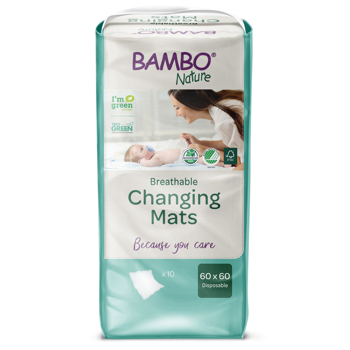 Bambo® Nature Changing Pad, 23-2/3 X 23-2/3 Inch, 80/Cs
