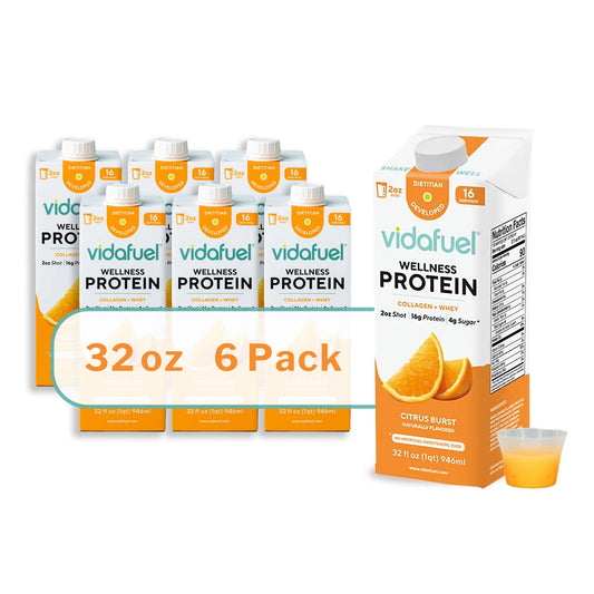 Vidafuel Wellness Protein Drink with Collagen and Whey, Orange Burst Flavor, 1/EA